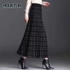 Autumn Winter Knitting Pleated Skirts Female High Waist All-match Mid-length A-line Skirt