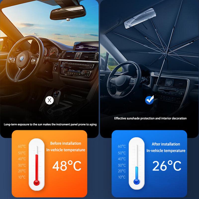 Зонт-шторка от солнца для автомобиля, Складная защита от УФ-лучей для лобового стекла, Зонт-шторка, Аксессуары и чехол для хранения