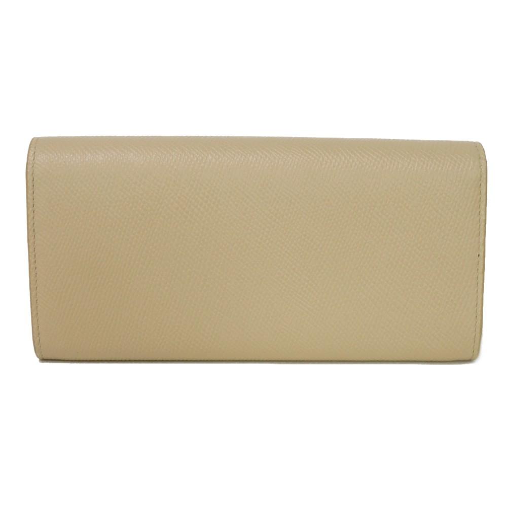 Used 10431 Large Flap Wallet 10B563BEL.03ND 7940 Foil-Stamped Grain Calfskin Beige Bifold Long Wallet New Logo Nude