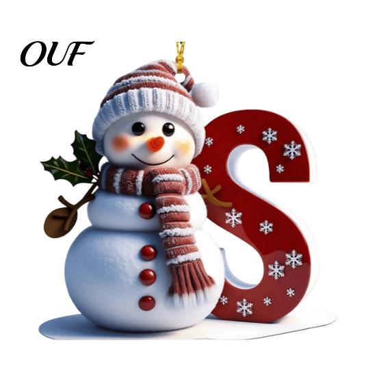 DIY Hanging Name Tags 2D Snowman Christmas Ornaments, Personalized Letter Ornaments for Tree, Reusable Tree Initial Ornament, Ornament Xmas