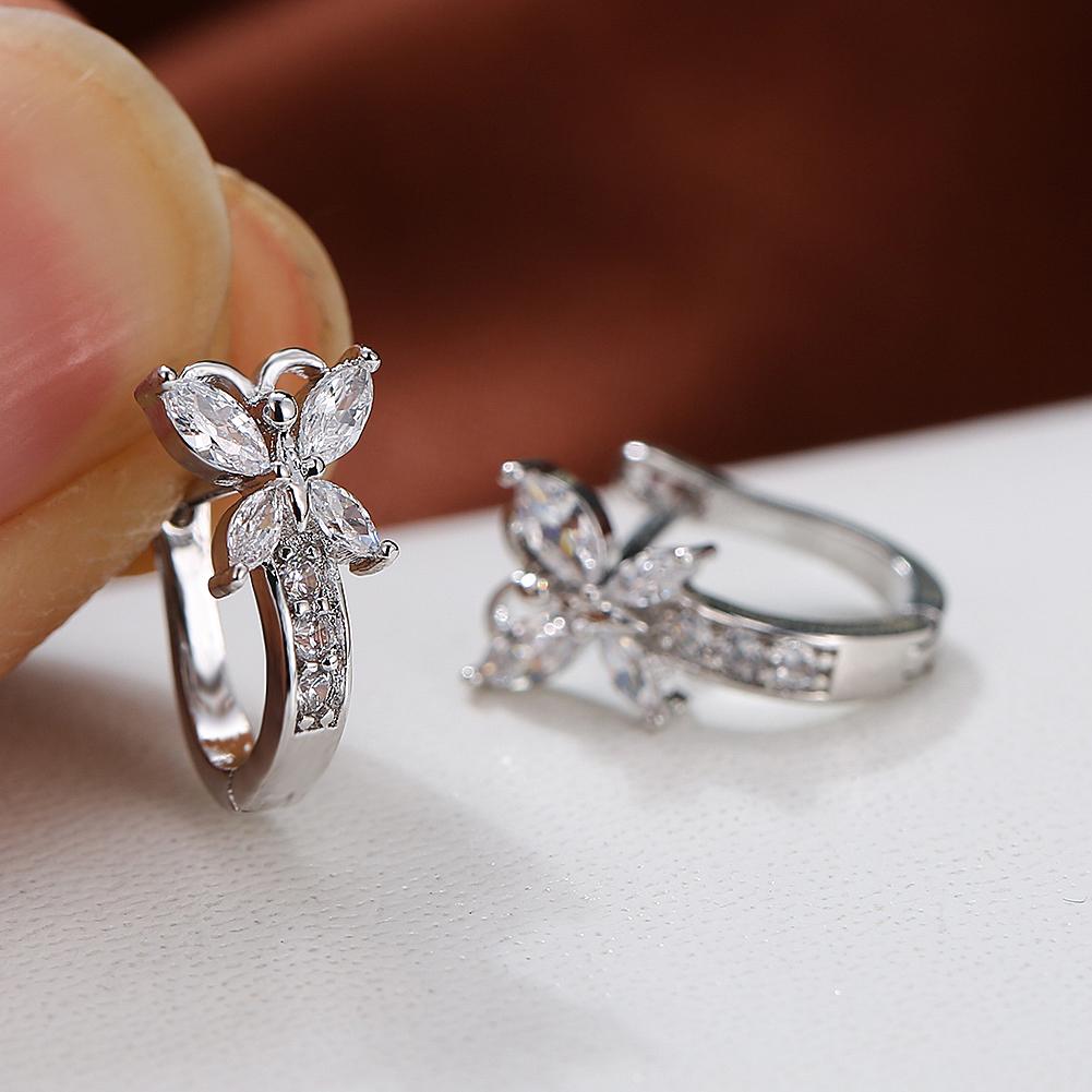 1 пара милых серег-капель серебряного цвета в форме бабочки, серьги-подвески огранки «маркиз», синие, белые, красные, зеленые, с камнями, висячие серьги, ювелирные изделия для свадебной вечеринки