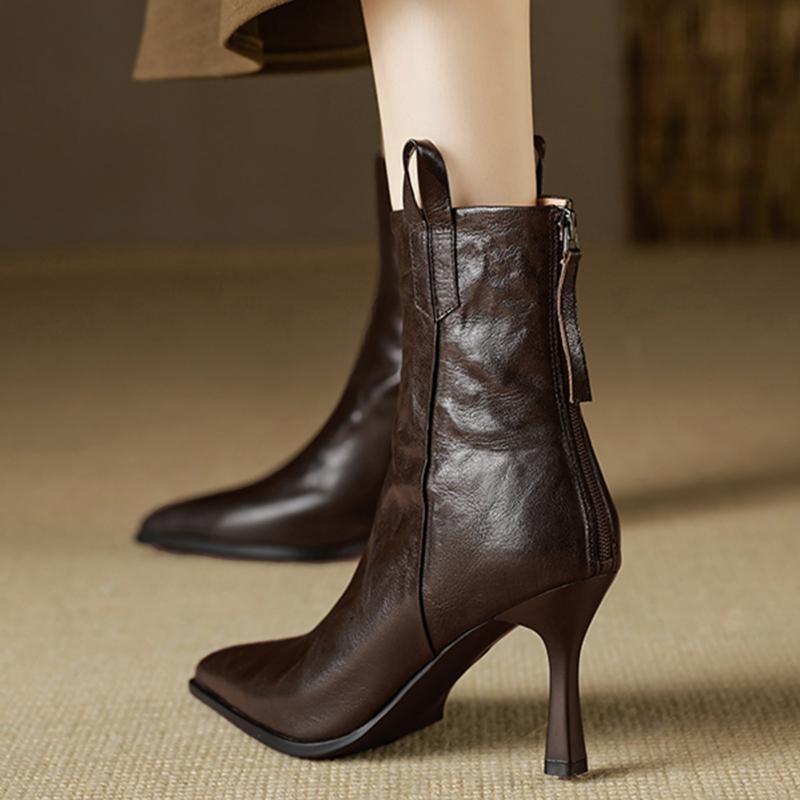 Дизайн Остроносые Женские Ботильоны Осень Зима Тонкие Каблуки Обувь Модные Короткие Ботильоны Zapatos De Mujer