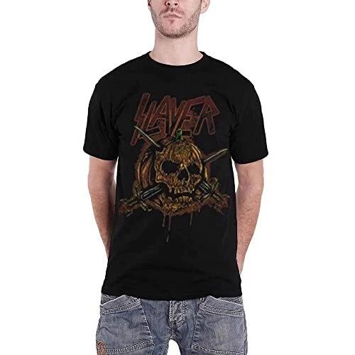 Slayer Men's Skull Pumpkin Short Sleeve T-Shirt, Black, Small