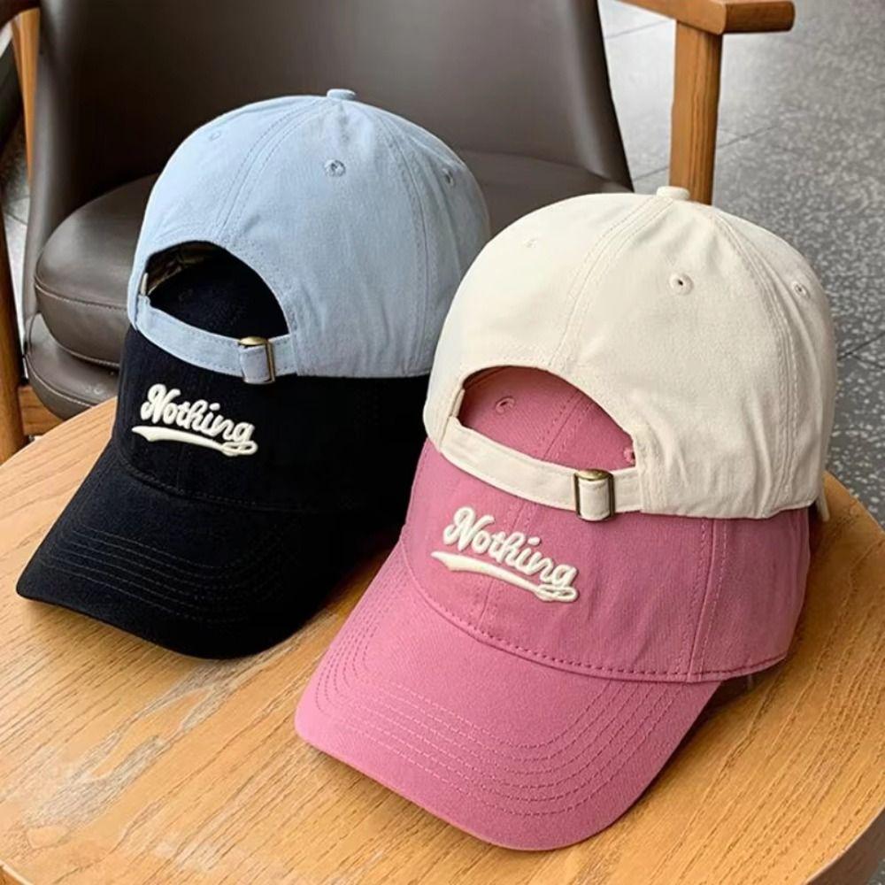 Solid Color Embroidery Letter Baseball Cap Sun Protection Peaked Cap Retro Y2K Sun Hat Streetwear