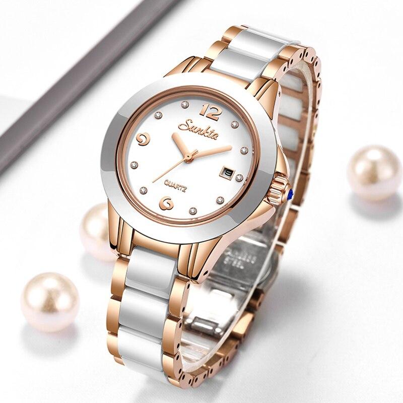 Модные женские часы Розовое золото Женские браслетные часы Девочка Reloj Mujer Новые креативные часы Водонепроницаемые Часы с датой Женщина