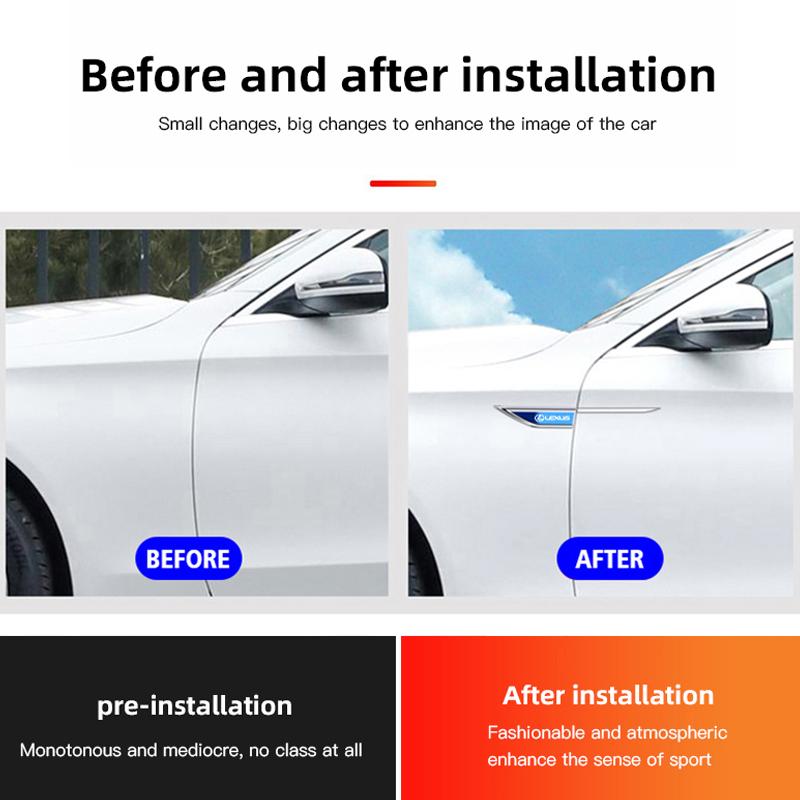 CSHE9 Metal Car Mudguard Sticker Auto Body Decal Decoration For Lexus F SPORT RX300 IS200 IS250 ES350 Ct200h UX250h NX300h RX350 GS300