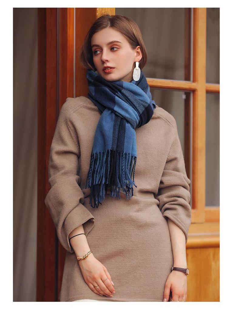 Женский шарф из искусственного кашемира в клетку, осень/зима - толстый, теплый, коллекция 2025 года