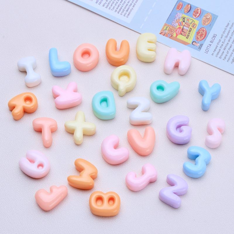 30 Pcs New Kawaii Cartoon Mixed Color English Letters Resin Scrapbook Diy Decorative Hair Clip, Pendant Jewelry Parts A70