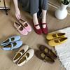 Round Head Light Mouth Shoes Suede Ballet Single Shoes Early Spring Buckle Belt Mary Jane Flats Ladyshoes