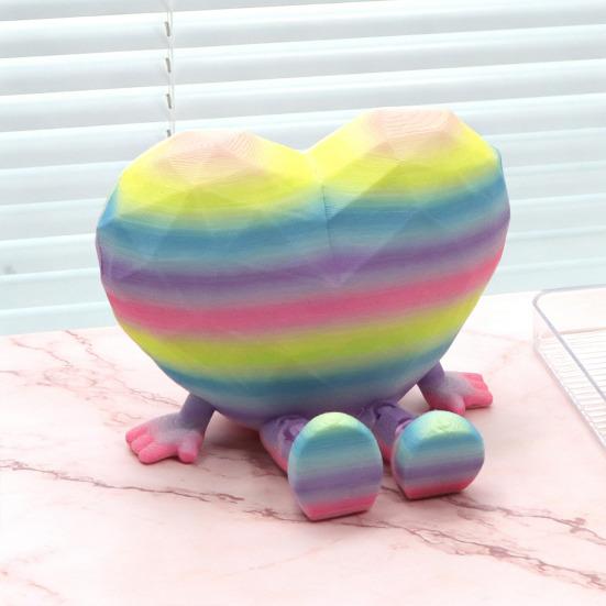 Sitting Heart Ornament Cute Heart Figurine with Movable Legs Home Office Desk Shelf Love Heart Statue Gift for Lovers Friends