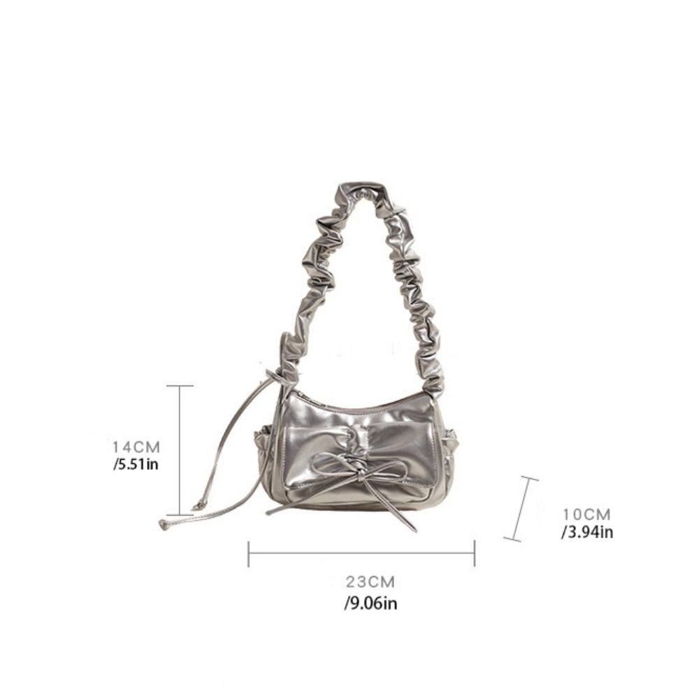 Сборчатая сумка на плечо с бантом, сумка кроссбоди из искусственной кожи, элегантная сумка подмышку с бантом, женская