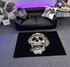 Modern Style Skull Pattern Black Carpet Big Size Non-slip Living Room Rug Soft Easy Cleaning Entrance Door Mat Machine Washable
