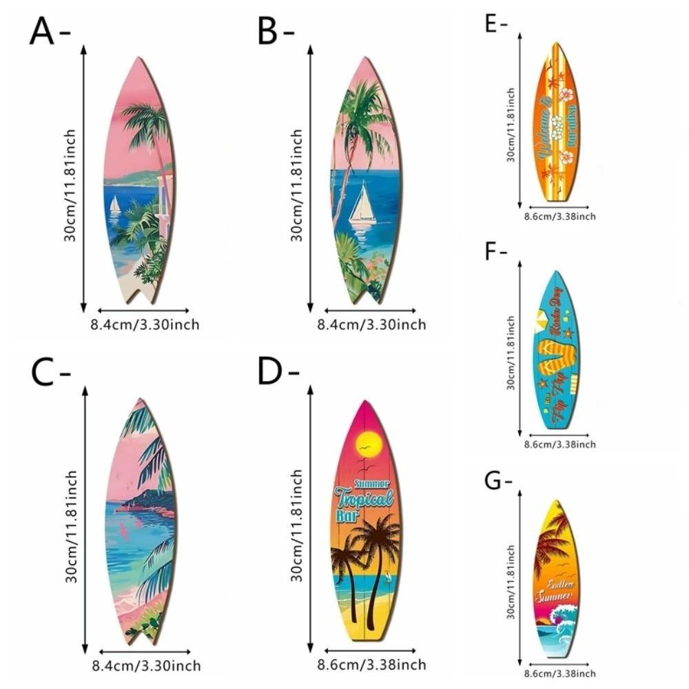 Retro Beach Surfboard Decor Colorful Wooden Surfboard Sign Funny Surfboard Ornaments Summer Home