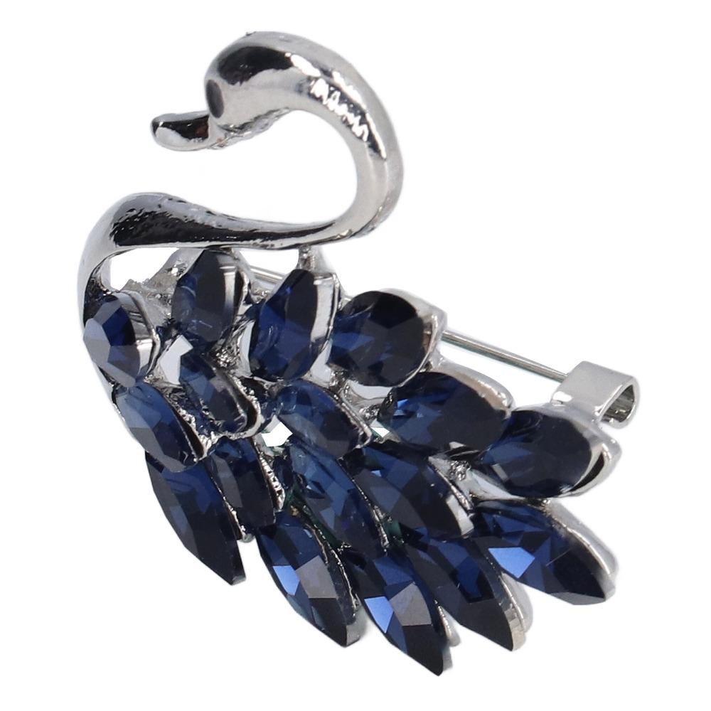 2pcs Alloy Material Crystal Brooch Sparkling Design Rhinestone Brooch Luxury Swan Brooch  For Women
