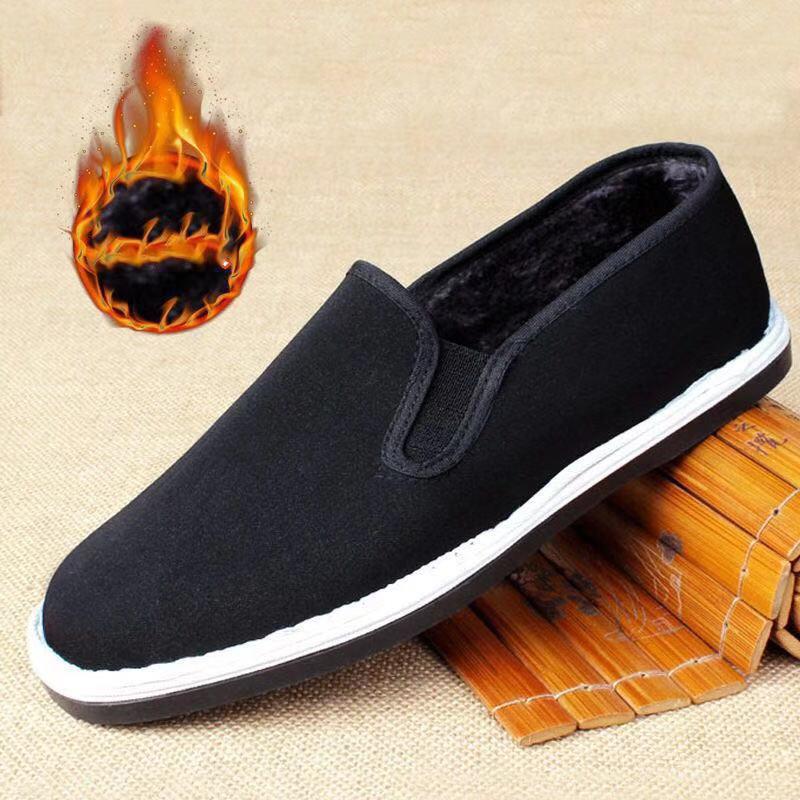 Унисекс Весна Дышащая Толстая Уличная Обувь Старый Пекин Черная Ткань Мужская Повседневная Осенняя Мягкая Подошва Одиночные Рабочие Туфли Женские Слипоны 36-45