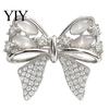 Coat Lapel Pin Rhinestone Bow Brooch, Cat Eye Stone Bowknot Pin, Sweater Brooch Cardigan Suits Clothing Accessories, Jewelry Gift for Women