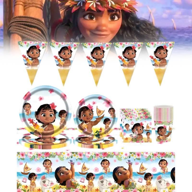Праздничные принадлежности Моана Набор Тарелки Салфетки Столовые приборы Детские Праздничные Украшения