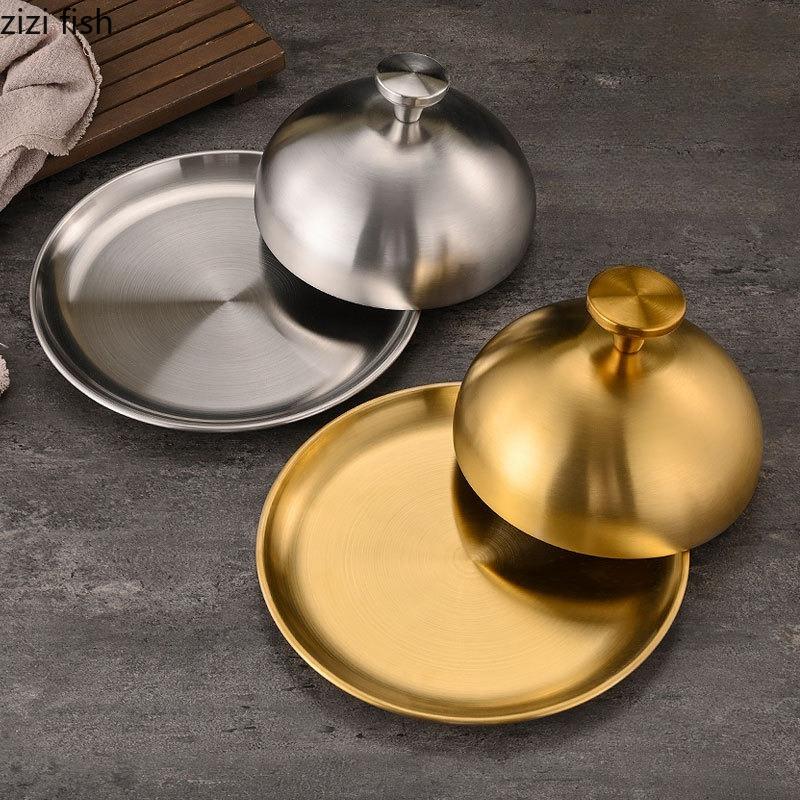 Stainless Steel Cover Western Style Steak Cover Dining Plate Circular Raised Lids Pot Lid Dim Sum Lid Cake Covers Dust Cover