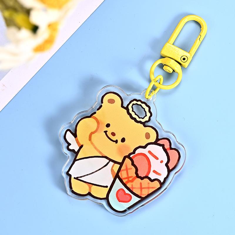 Милый мультяшный шарнирный масляный медведь акриловый кулон аниме фото брелки индивидуальные прозрачные акриловые изделия