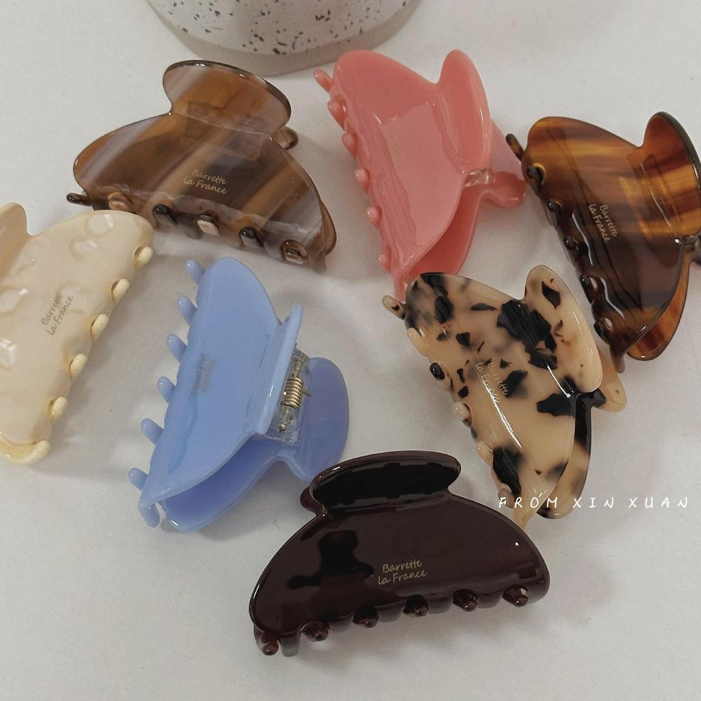 Корейская заколка для волос среднего размера из ацетата конфетного цвета с золотой этикеткой