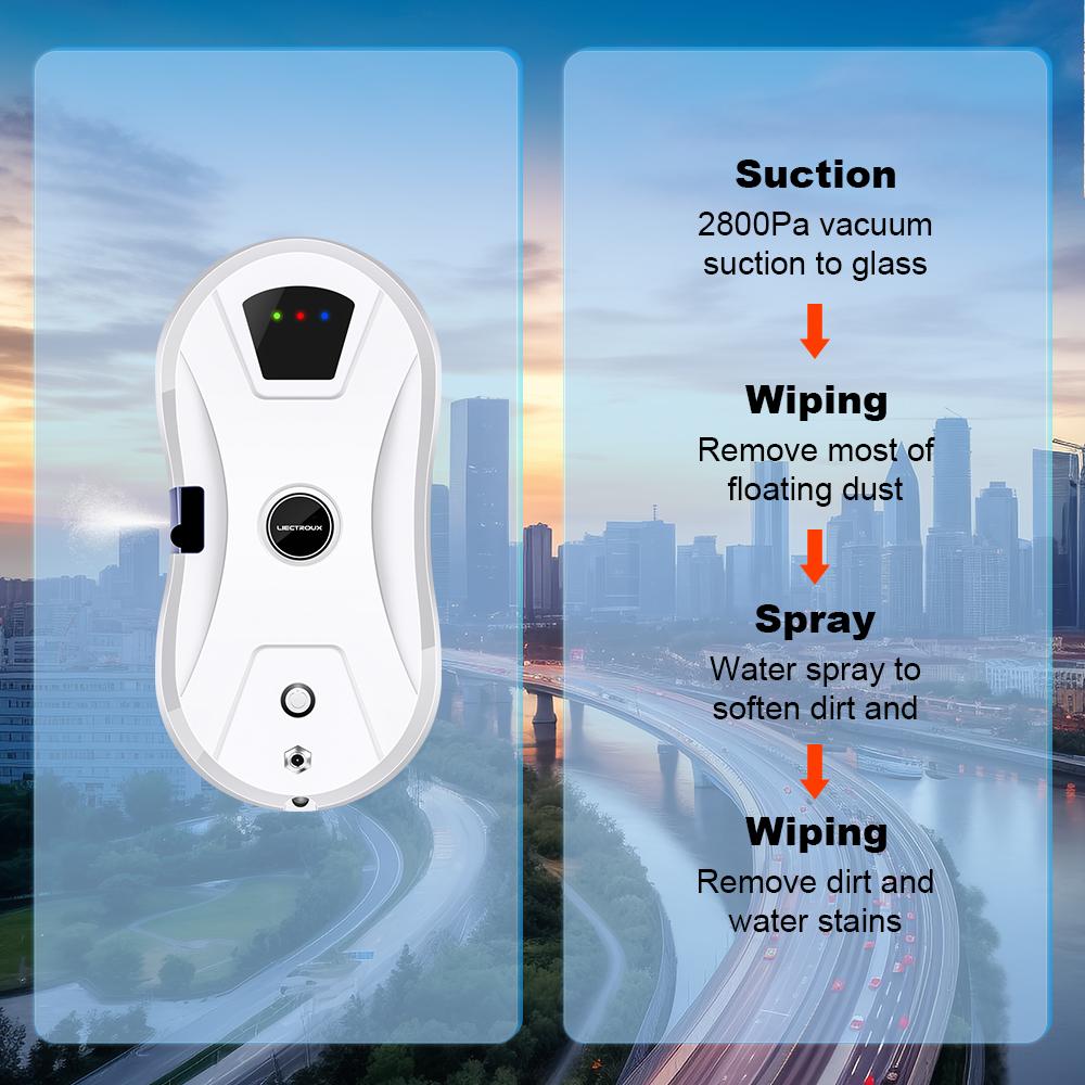 LIECTROUX YW610 Робот-пылесос для окон, распыление воды, пылесос для оконного стекла с одной клавишей