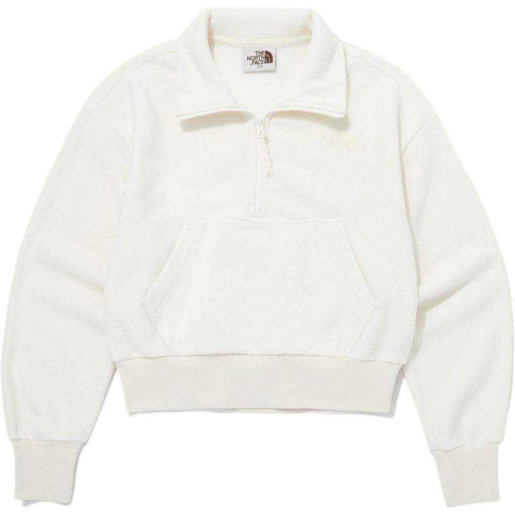 The North Face Terry Half Zip Sweatshirt Logo Women Sweatshirts White NM5MQ30K