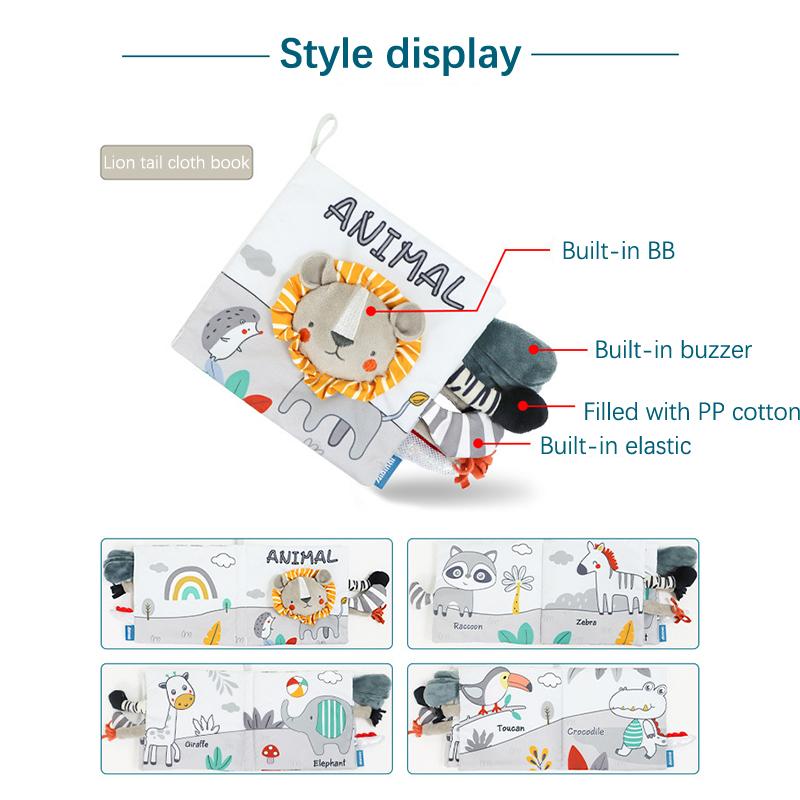 1 шт., игрушки для новорожденных, тканевая книга Монтессори, книги для чтения для новорожденных, тканевые книги