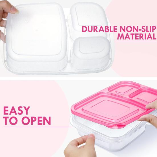 7 шт. штабелируемая коробка для бенто для обеда с 3 отделениями для взрослых, детей, многоразовая пищевая коробка для завтрака для сэндвичей, фруктовых закусок, портативная еда на открытом воздухе