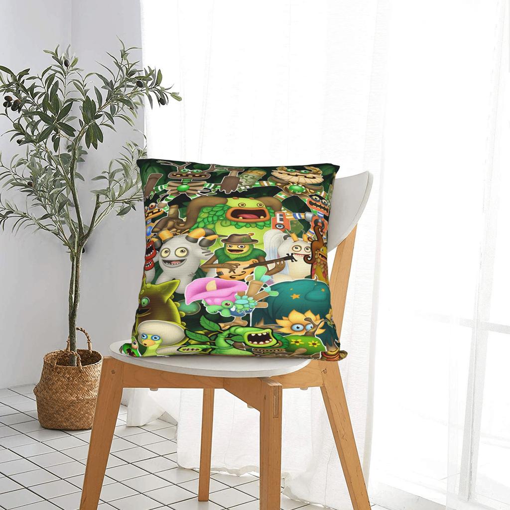 My S-Singings M-Monsters Pillow Case Kawaii Pillow Cover Graphic Pillowcases For Living Room Sofa