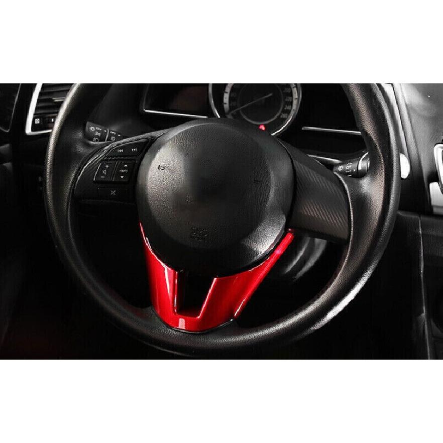 For Mazda 3 Axela 2014-2016 Bright Red Steering Wheel U Sheet Cover Trim 1PCS