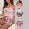 Комплект из двух предметов Топы и шорты Домашняя одежда Женская пижама Мягкий принт Бабочка Милый ветер Подтяжки Пижама для улицы Сексуальная