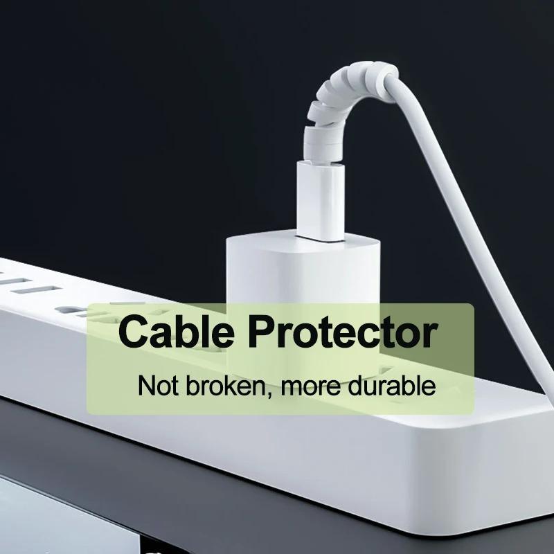 10pcs Silicone Cable Protector Spiral Winder Cord Saver Cover for USB Charger Phone Cable Accessories Durable Wire End Organizer
