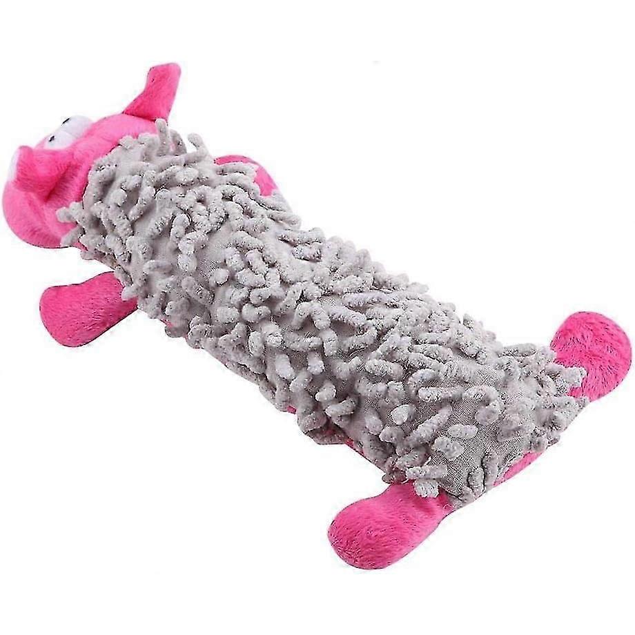 Dog Toy Durable Plush Squeaky Toy Interactive Teeth Cleaning Toy Funny Training Tool for Small Medium Dogs Pets(Pink) 26-27s