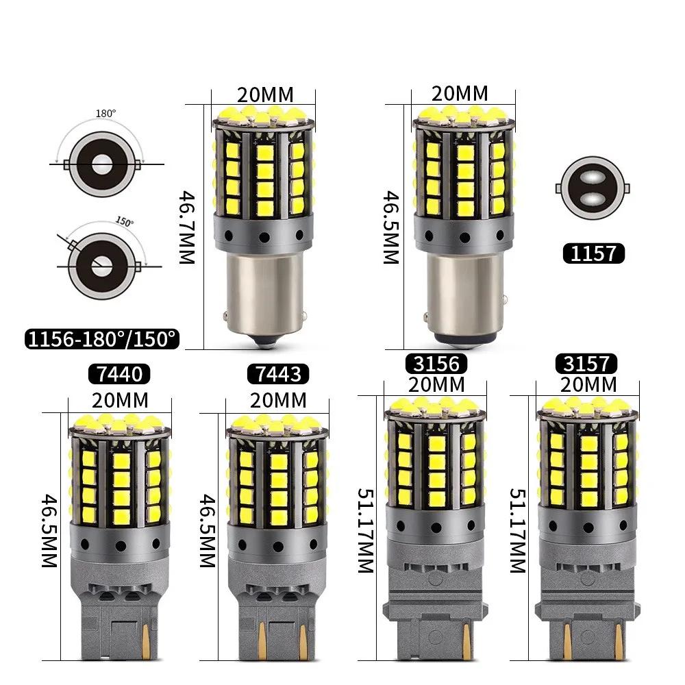 Лампочки для поворотников, стоп-сигналов, заднего хода 1156 BA15S P21W BAU15S PY21W 1157 BAY15D P21/5W Светодиодные Canbus 3030 44 светодиода 7440 7443 W21W T20