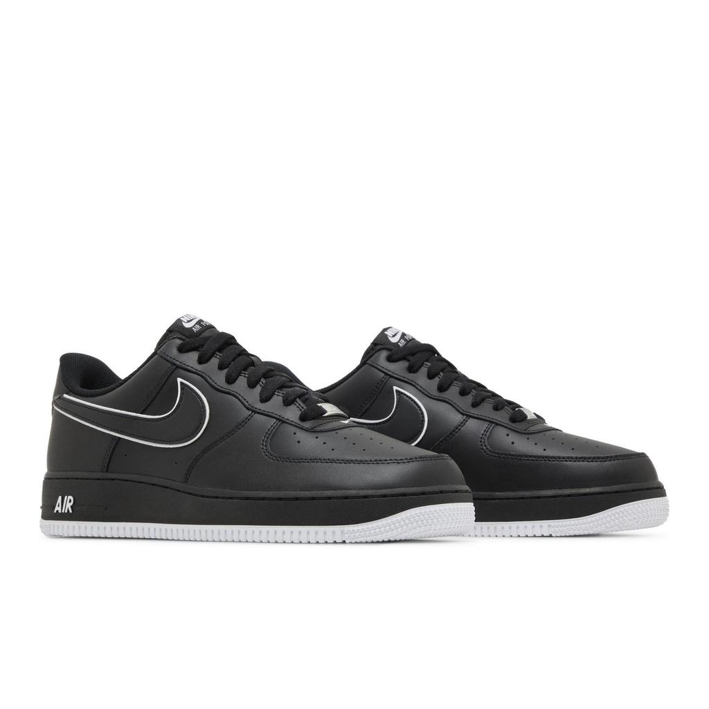 Nike Air Force 1 '07 'Черный Белый Обведенный Свуш' (унисекс) Черные / Черные / Белые скейтбордические кеды DV0788 002
