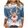 Весенне-осенние женские футболки с круглым вырезом и 3D-принтом на рождественскую тематику, модные повседневные с длинным рукавом