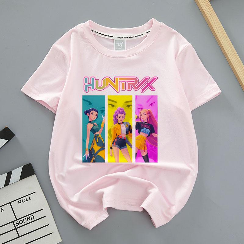 Детская одежда Kpop Demon Hunters Футболка с коротким рукавом Kpop Demon Hunters Футболка Tiger Harajuku для мальчиков и девочек Подарок