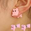 Cute Women 3D Polymer Clay Cartoon Pig Stud Earrings Animal Piercing Jewelry