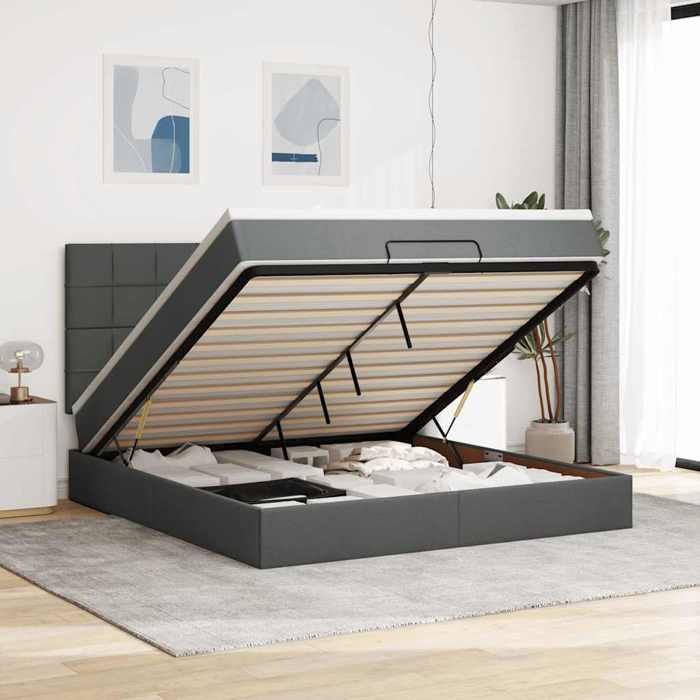 Maison Exclusive - Cadre de lit ottoman avec matelas gris foncé 160x200cm tissu