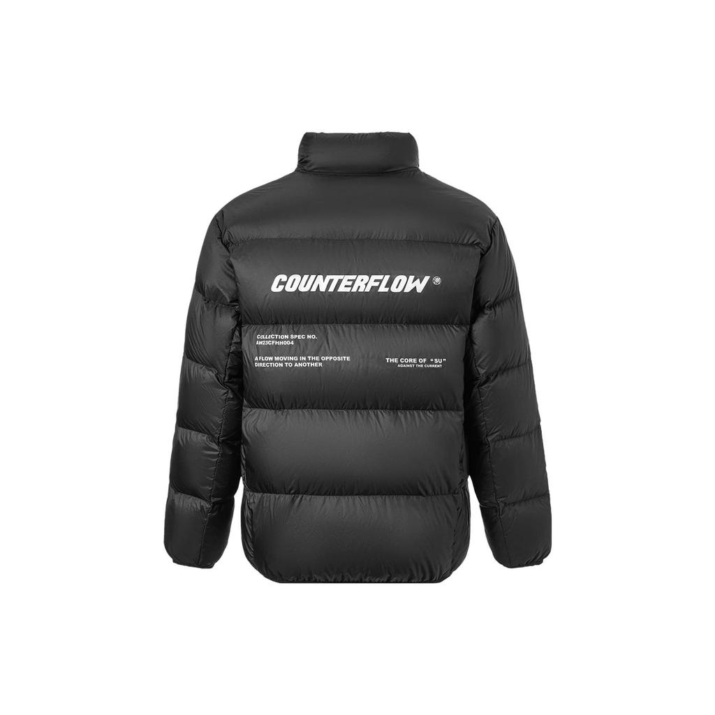 Li-Ning CF Adventure Series Bold Fun Wild Letter Print Stand Woollow Short Down Jacket Unisex Upperwear Black AYMT275-1