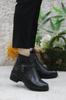 Women Modern Stylish Fashion Genuine Leather Black Original Genuine Leather Fur Lined Non-Slip Sole Women's Boots