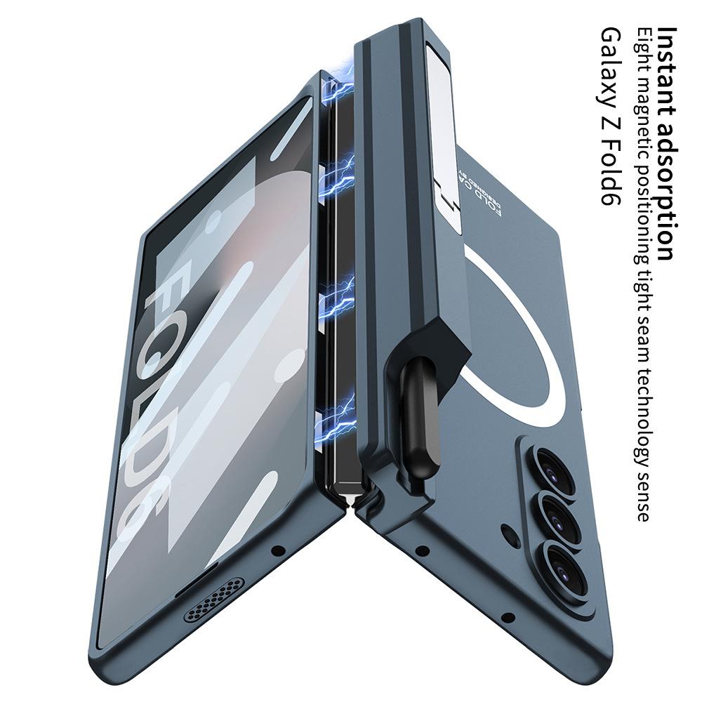 Чехол для мобильного телефона Samsung Z Fold6 с магнитной адсорбцией, беспроводной зарядкой, чехол для стилуса с подставкой, цельный корпус с плёнкой на петле