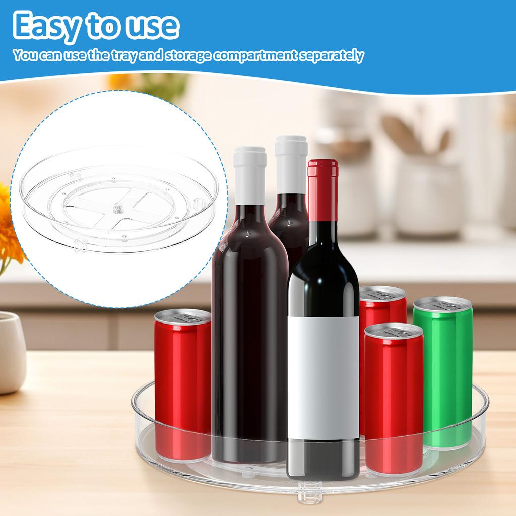 360 Rotating Seasoning Storage Rack Divided Spice Snack Food Oil Seasoning Bottle Turntable Kitchen Organizer Tray Rack