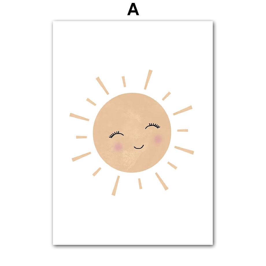 Весенние облака, радуги, подсолнухи, бабочки, цифры, постеры, принты, мультфильмы, настенное искусство, холст, картина, скандинавские девушки, декор детской комнаты