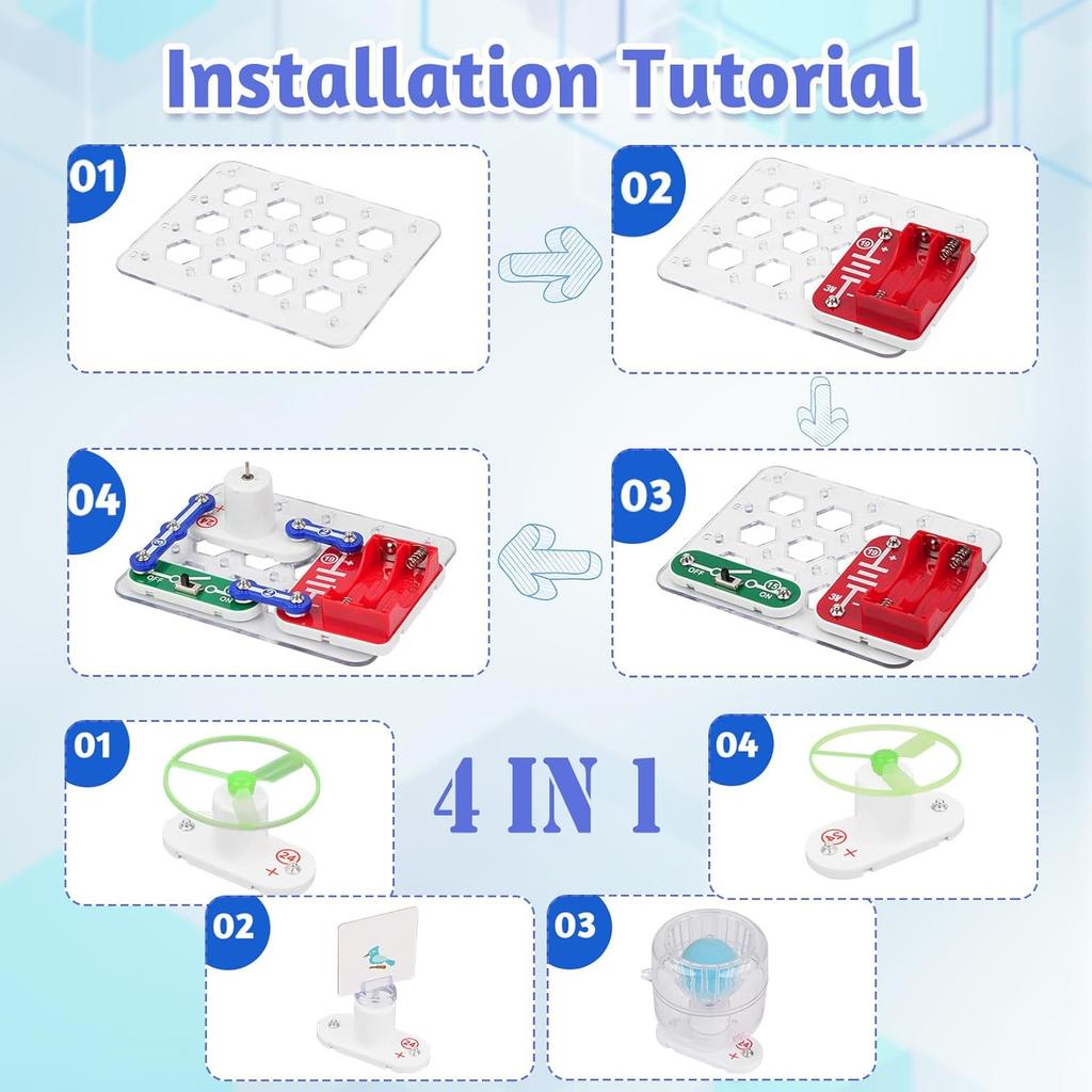 Аэродинамические STEM-наборы 4-в-1 Игрушки Поделки Научные наборы для детей Девочек Мальчиков Классные Инженерные Занятия Эксперименты Проекты