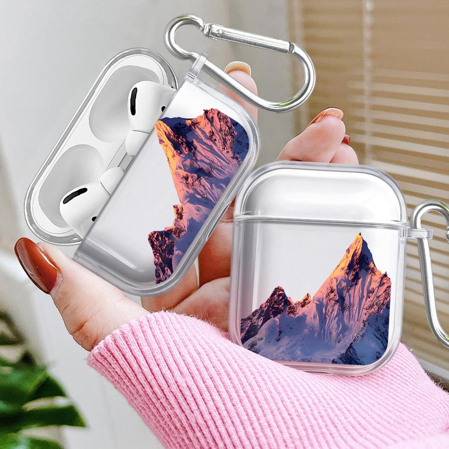 Чехол для Airpods Pro3 Pro2 1 4 2 Pro 3 Прозрачные чехлы для наушников Обложка Горный хребет Снежный