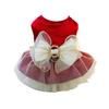 Pet Dress Comfortable Fashionable Dog Princess Dress with Bow Decoration And Traction Ring Pet Supplies