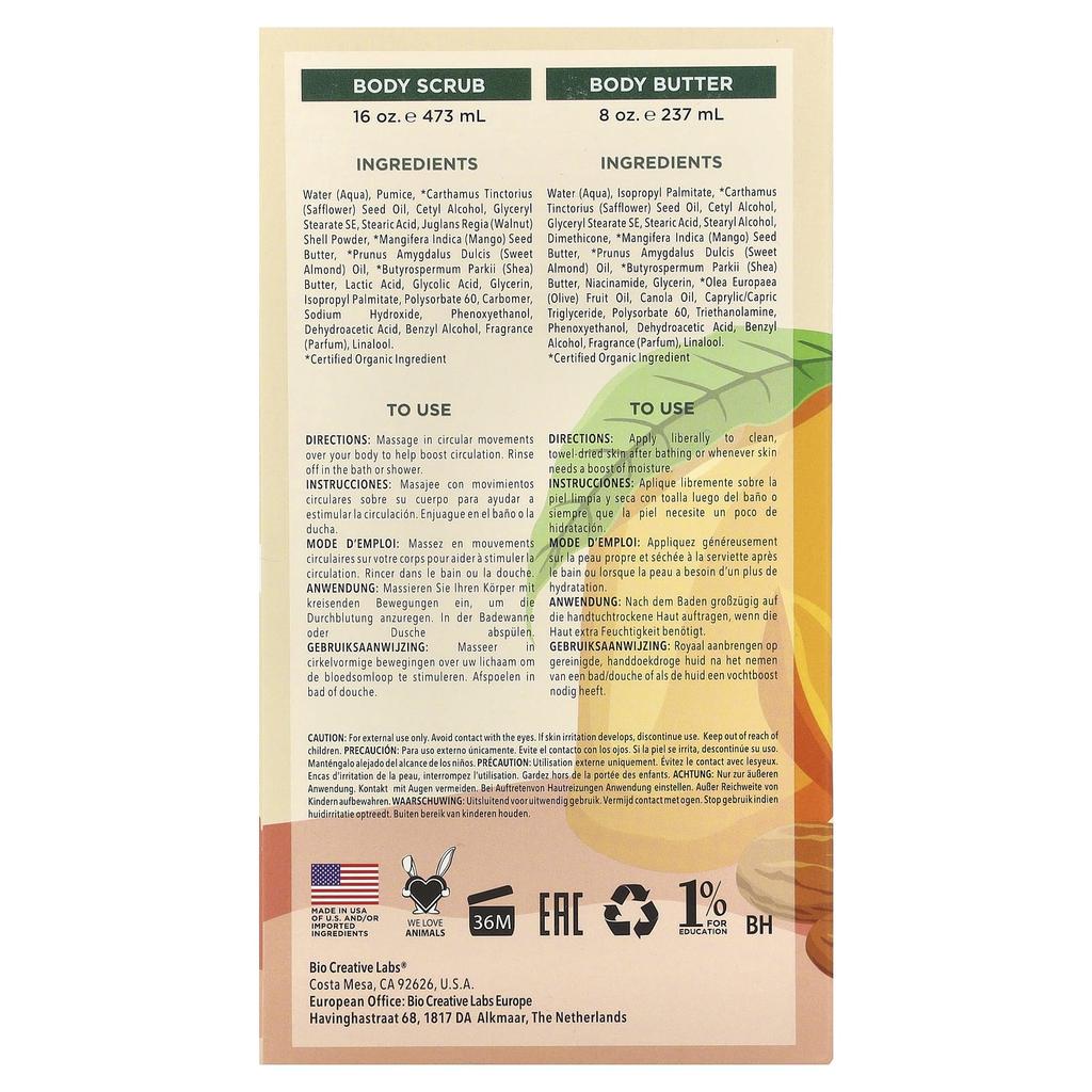 Brightening Set, Mango & Almond Oil, 2 Piece Set