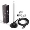 BINGFU FM Radio Antenna Digital Telescopic Indoor Antenna Magnetic Base 3m Extension Cable 75 Ohm for FM Radio Tuner Stereo AV HiFi Receiver