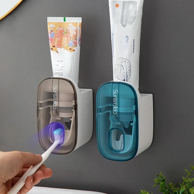 1 PCS Automatic Toothpaste Dispenser Bathroom Accessories Wall Mount Lazy Toothpaste Squeezer Toothbrush Holder